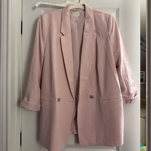 H&M Pale Pink Double-Button Blazer oversized